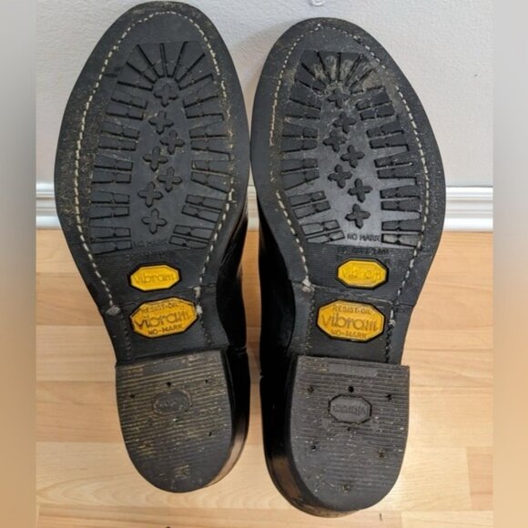 VintageBouletWesternTwoToneRealLeatherCowboyRubberBootsBlackMen75 - Picture 13 of 13